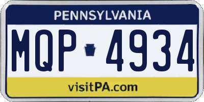 PA license plate MQP4934