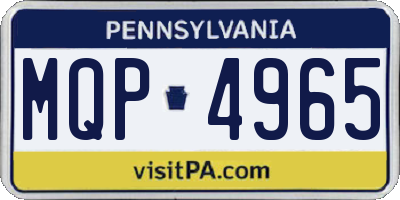 PA license plate MQP4965