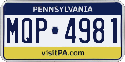 PA license plate MQP4981