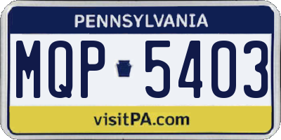 PA license plate MQP5403