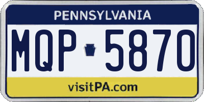 PA license plate MQP5870