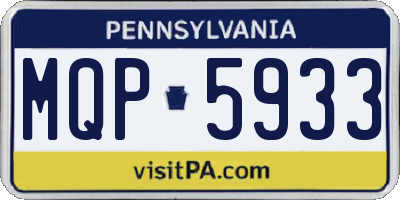 PA license plate MQP5933