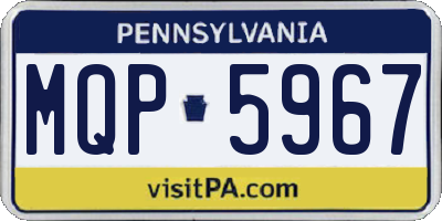 PA license plate MQP5967