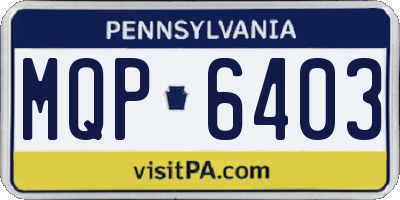 PA license plate MQP6403