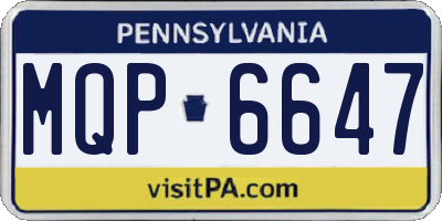 PA license plate MQP6647
