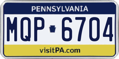 PA license plate MQP6704