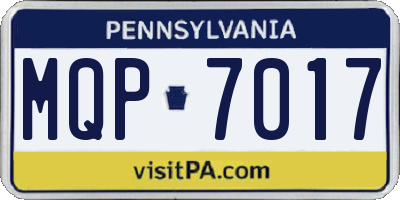 PA license plate MQP7017