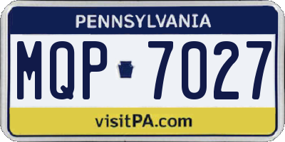 PA license plate MQP7027