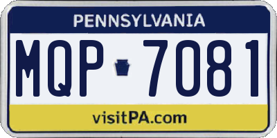 PA license plate MQP7081