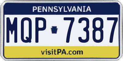 PA license plate MQP7387