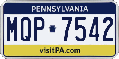 PA license plate MQP7542