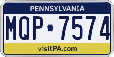 PA license plate MQP7574