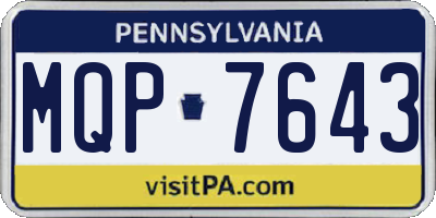 PA license plate MQP7643