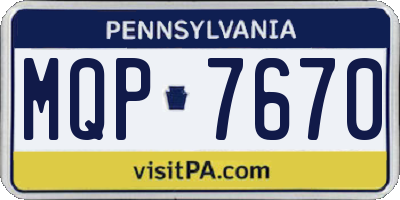 PA license plate MQP7670