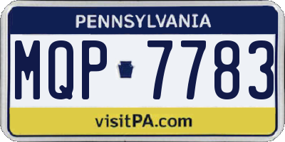 PA license plate MQP7783