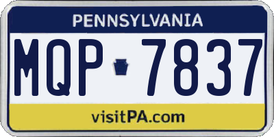 PA license plate MQP7837