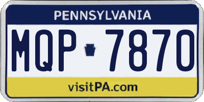 PA license plate MQP7870