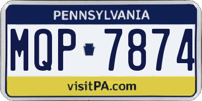 PA license plate MQP7874