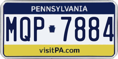 PA license plate MQP7884