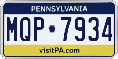 PA license plate MQP7934