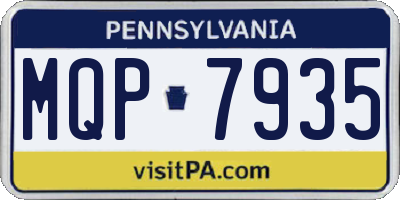 PA license plate MQP7935