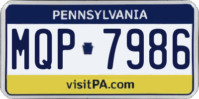 PA license plate MQP7986