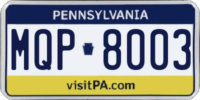 PA license plate MQP8003