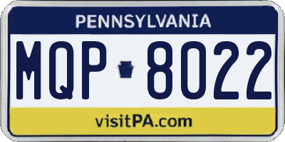PA license plate MQP8022