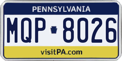 PA license plate MQP8026