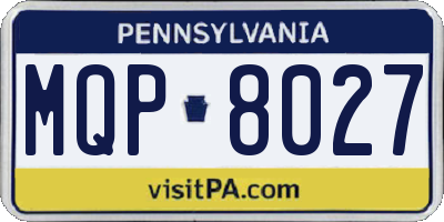 PA license plate MQP8027