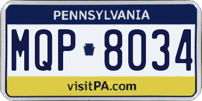 PA license plate MQP8034