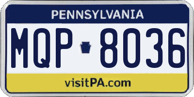 PA license plate MQP8036