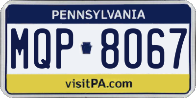 PA license plate MQP8067