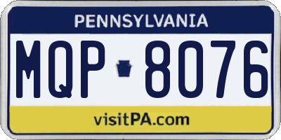 PA license plate MQP8076
