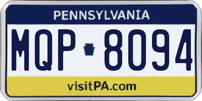 PA license plate MQP8094