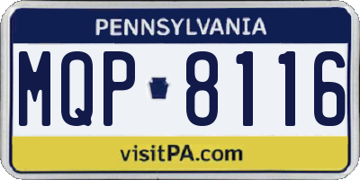 PA license plate MQP8116