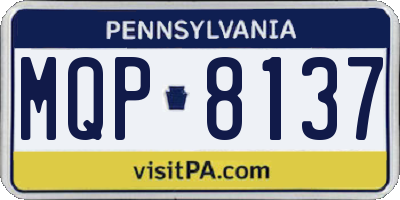 PA license plate MQP8137