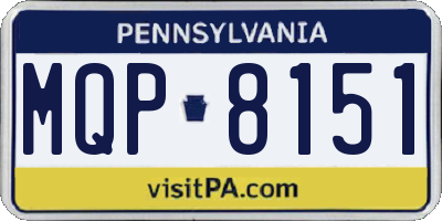 PA license plate MQP8151