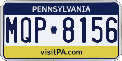 PA license plate MQP8156