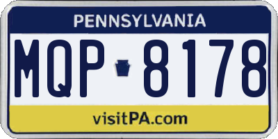 PA license plate MQP8178