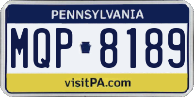 PA license plate MQP8189