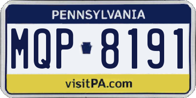 PA license plate MQP8191