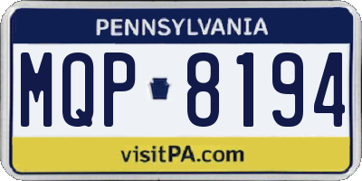 PA license plate MQP8194