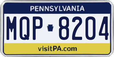 PA license plate MQP8204