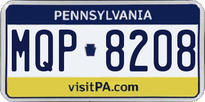 PA license plate MQP8208