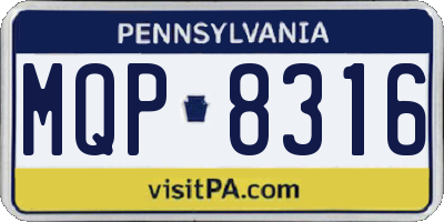 PA license plate MQP8316