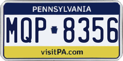 PA license plate MQP8356