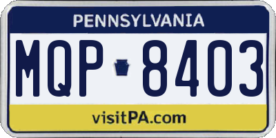 PA license plate MQP8403