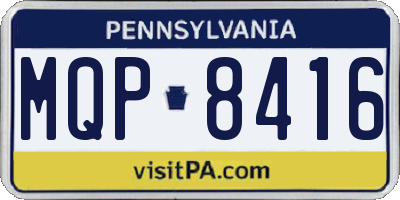 PA license plate MQP8416