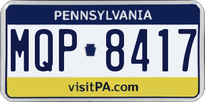 PA license plate MQP8417